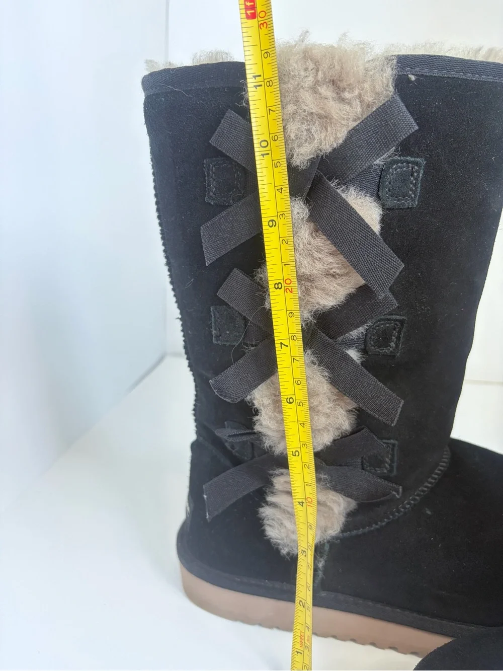 Koolaburra by Ugg Victoria Tall Black Suede Boots w/ Bow Accent Womens size 9